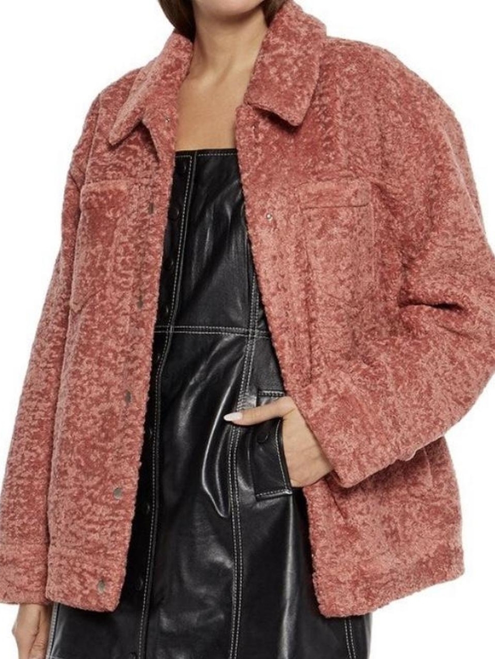 Cinq A Sept Plush Shag Jacket in Rosewood - Cozy Coat Size M